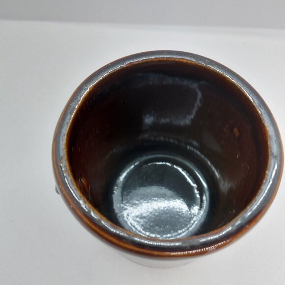 Vintage Brown Glazed Cheese / Butter Crock With Lid & Latch Stoneware - Picture 4 of 15